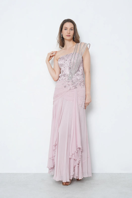 Lilac Sequin Georgette Gown