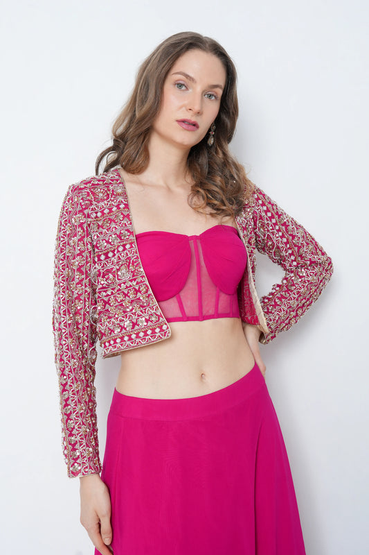 Hot Pink Corset Skirt Set