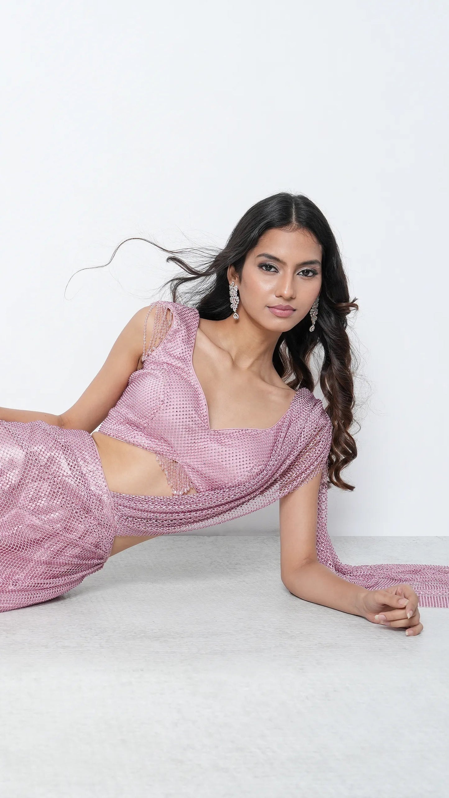 Mesh Pink Indo-Western Saree