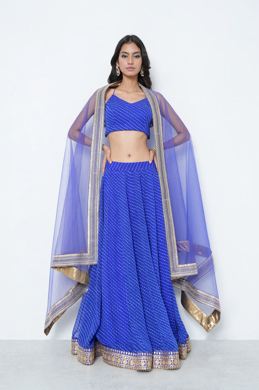 Electric Blue Bandhani Lehenga