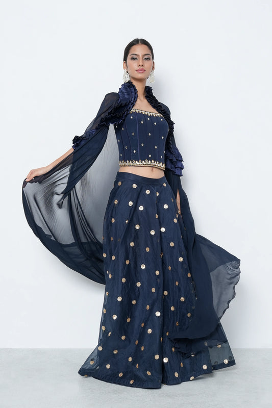 Navy Corset & Palazzo Set