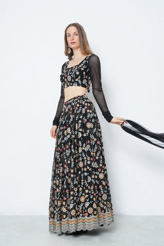 Black Mirror Work Lehenga Set