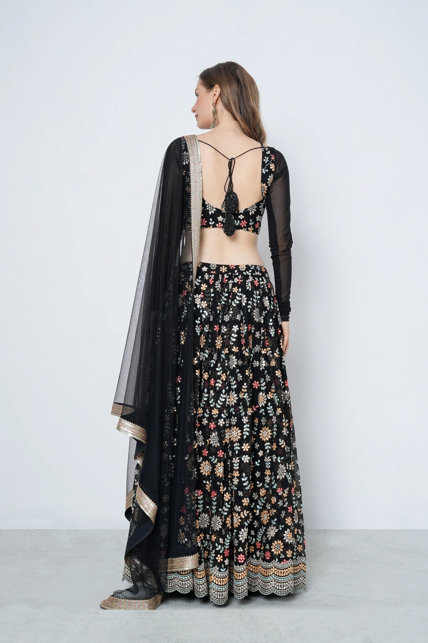 Black Mirror Work Lehenga Set