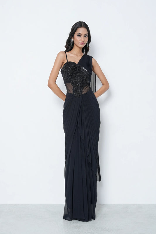 Black Embellished Concept Saree