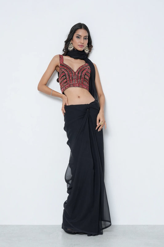 Black Georgette Statement Saree