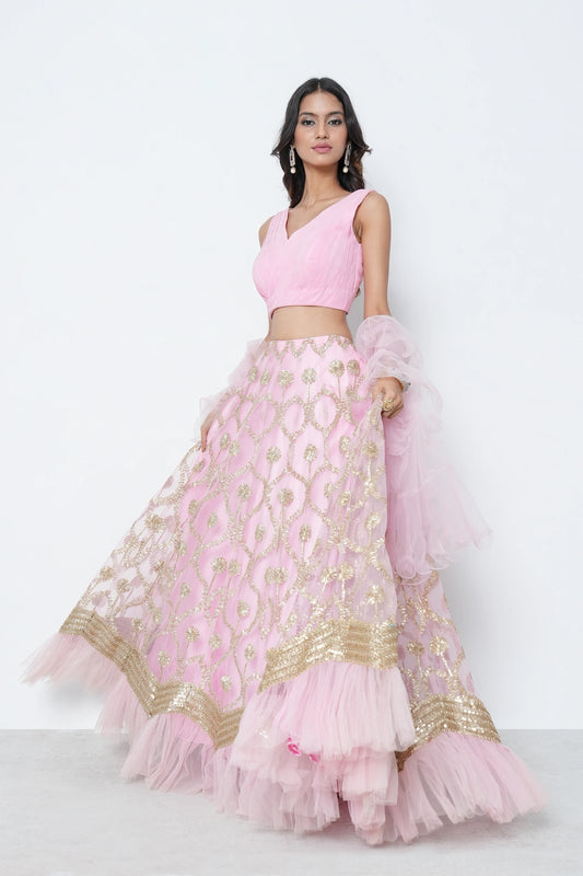 Blush Pink Gota Lehenga Set