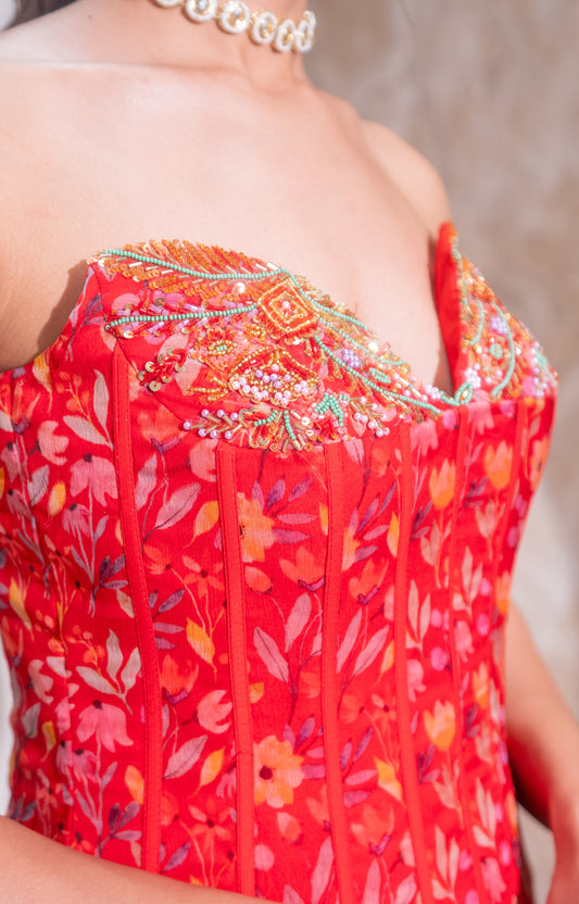 Printed Corset Lehenga