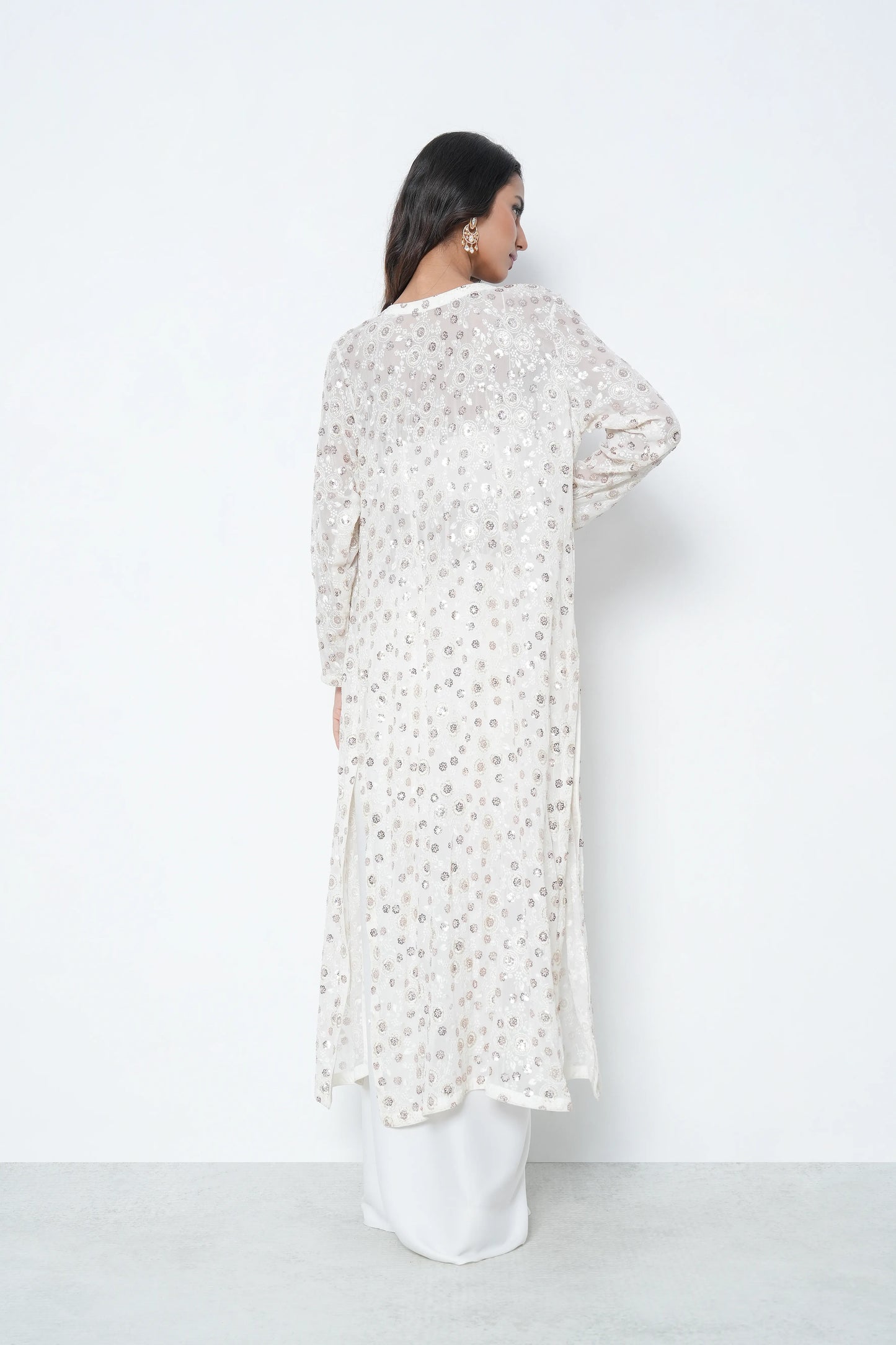 Off-White Drape Gown Set