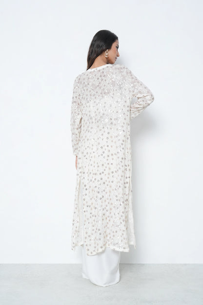Off-White Drape Gown Set