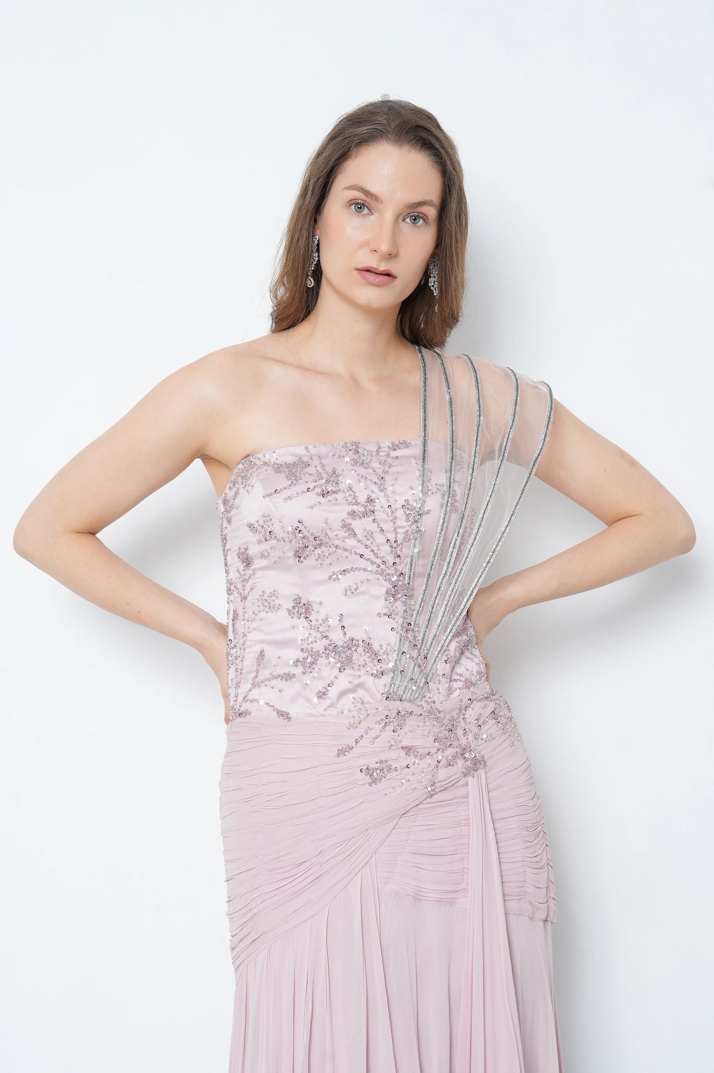 Lilac Sequin Georgette Gown