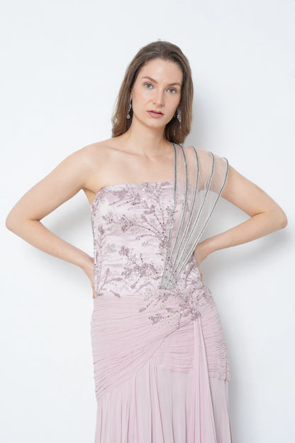 Lilac Sequin Georgette Gown