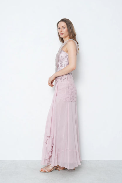 Lilac Sequin Georgette Gown