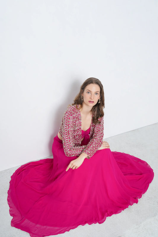 Hot Pink Corset Skirt Set