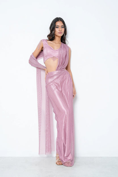 Mesh Pink Indo-Western Saree
