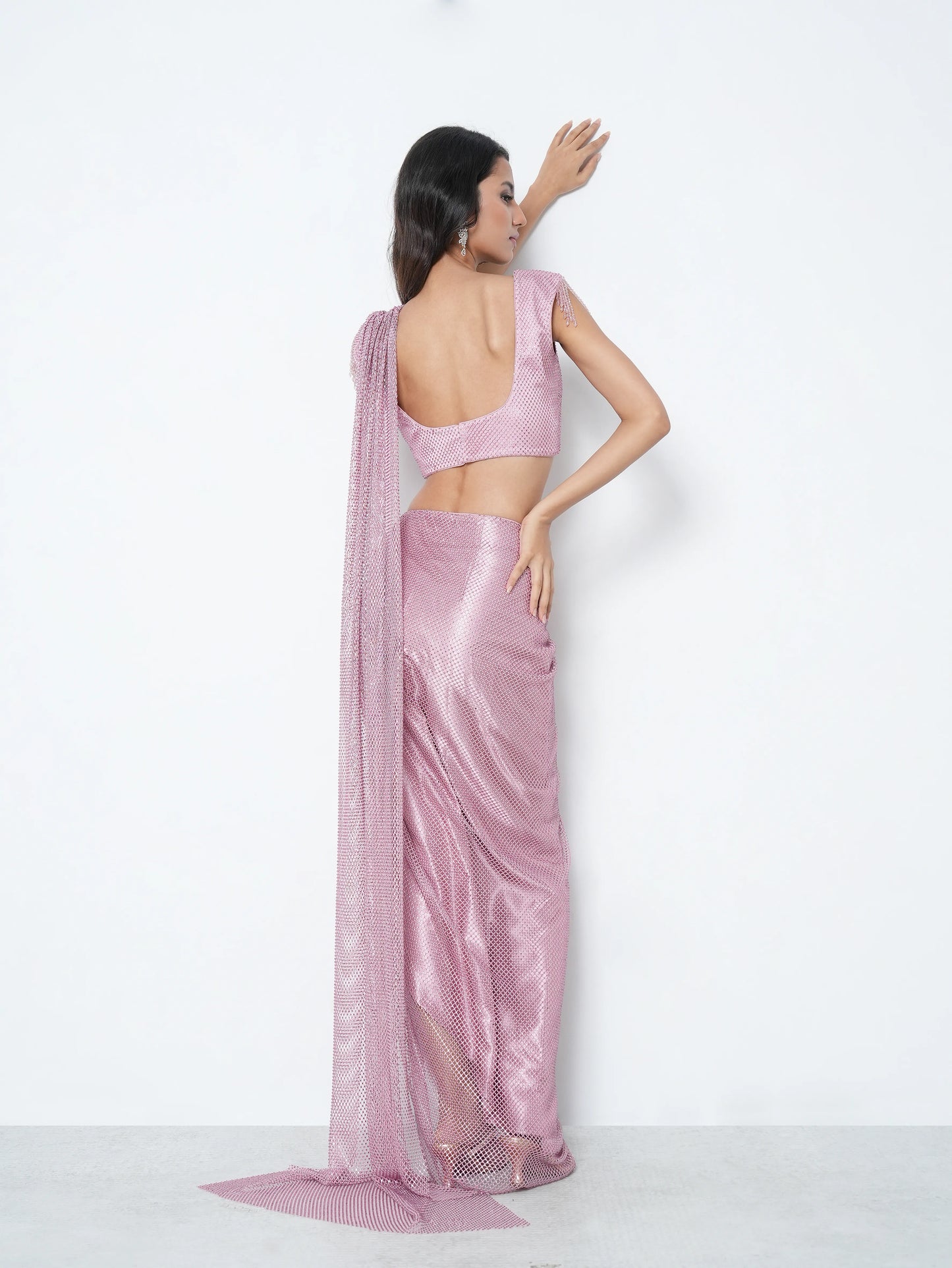 Mesh Pink Indo-Western Saree