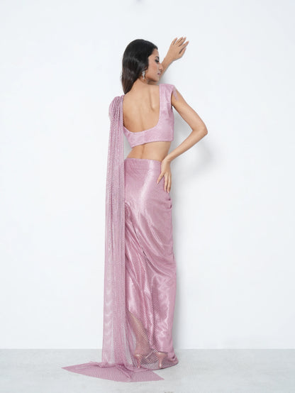 Mesh Pink Indo-Western Saree