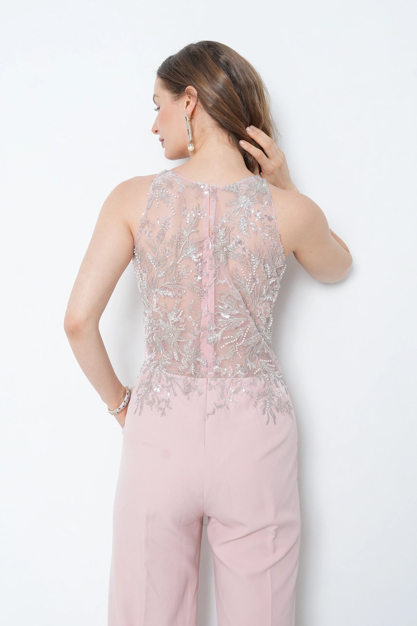Peach Embroidered Jumpsuit