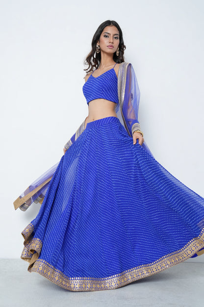 Electric Blue Bandhani Lehenga