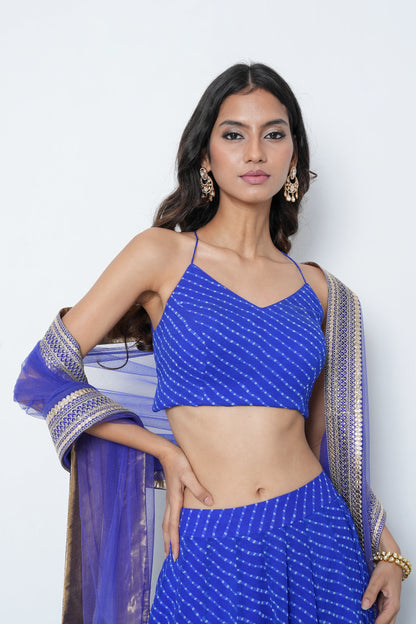 Electric Blue Bandhani Lehenga
