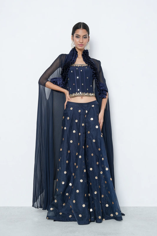 Navy Corset & Palazzo Set