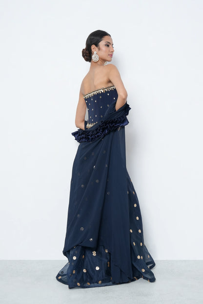 Navy Corset & Palazzo Set
