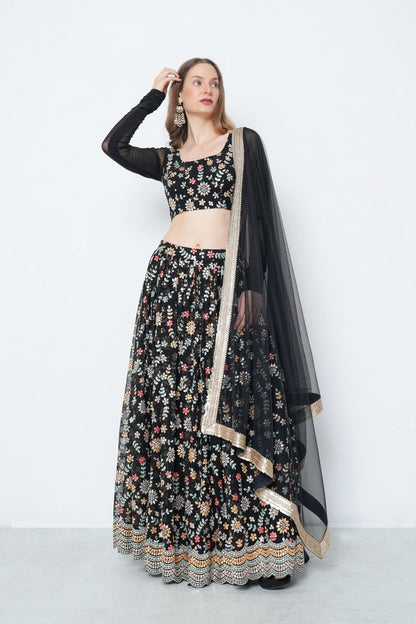Black Mirror Work Lehenga Set