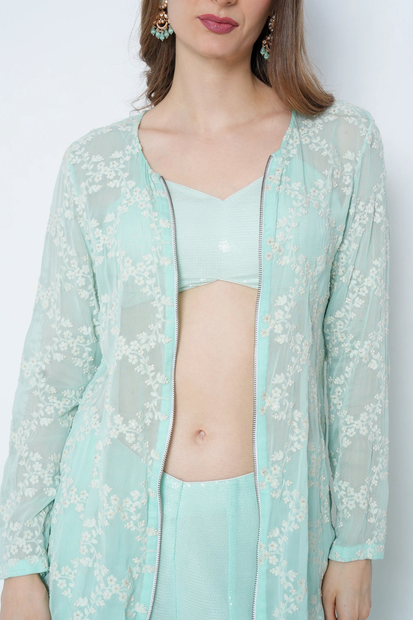 Powder Blue 3-Piece with Zip Jacket