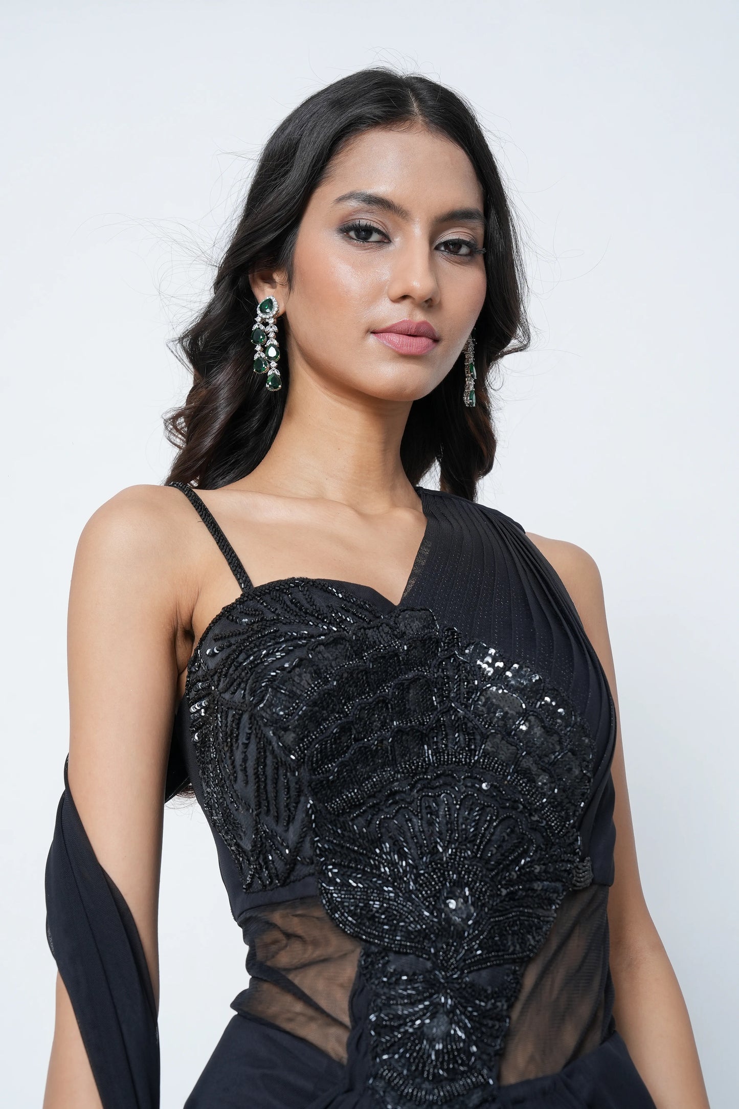Black Embellished Concept Saree