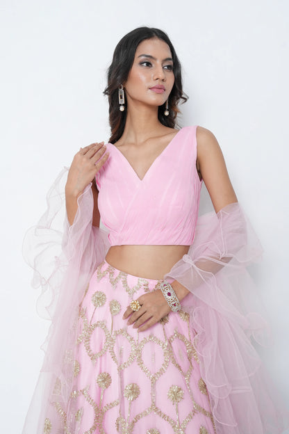 Blush Pink Gota Lehenga Set