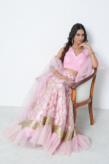 Blush Pink Gota Lehenga Set