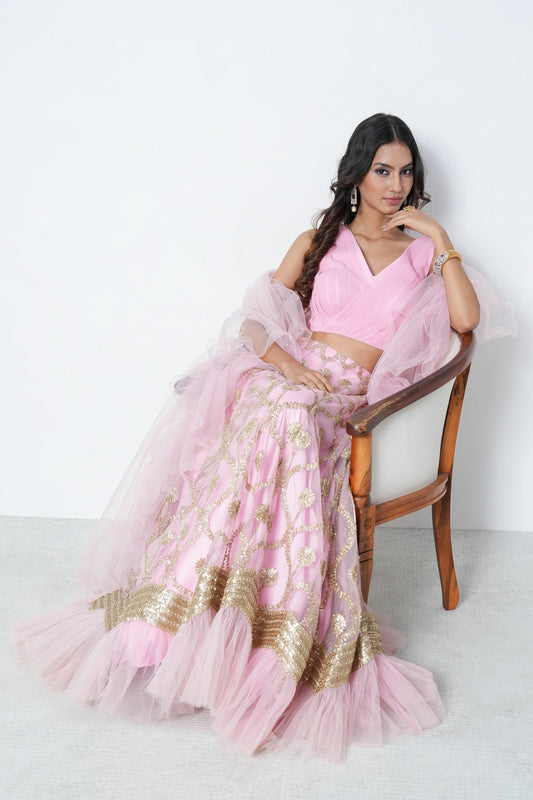 Blush Pink Gota Lehenga Set