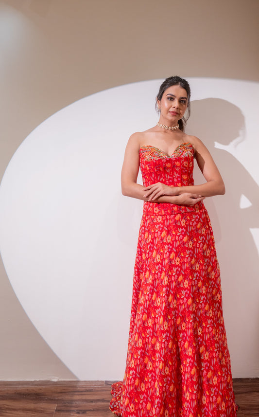 Printed Corset Lehenga