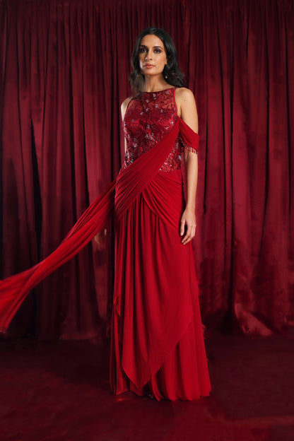 Maroon Concept Saree