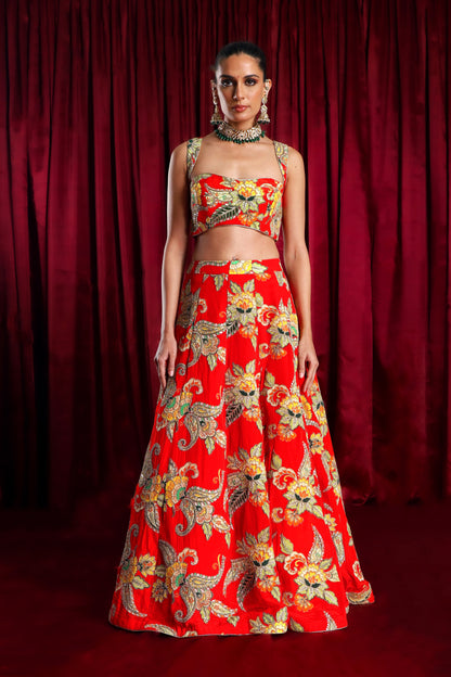 Red Georgette Lehenga