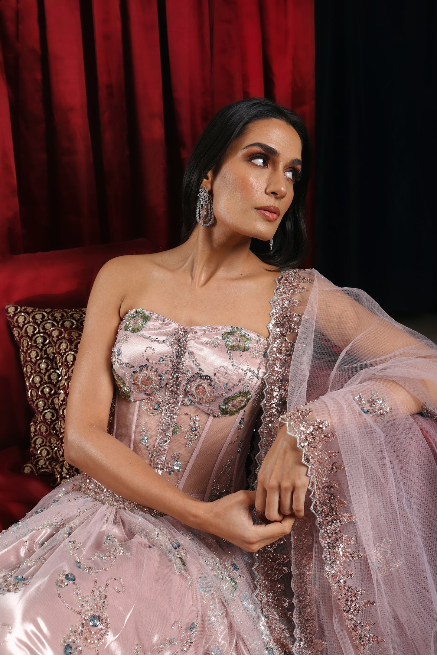 Baby Pink Corset Lehenga