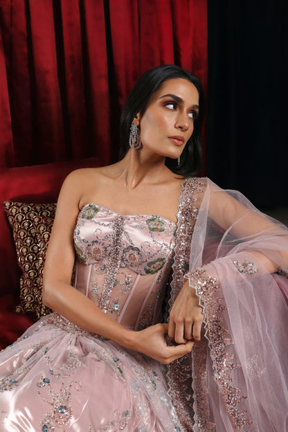 Baby Pink Corset Lehenga