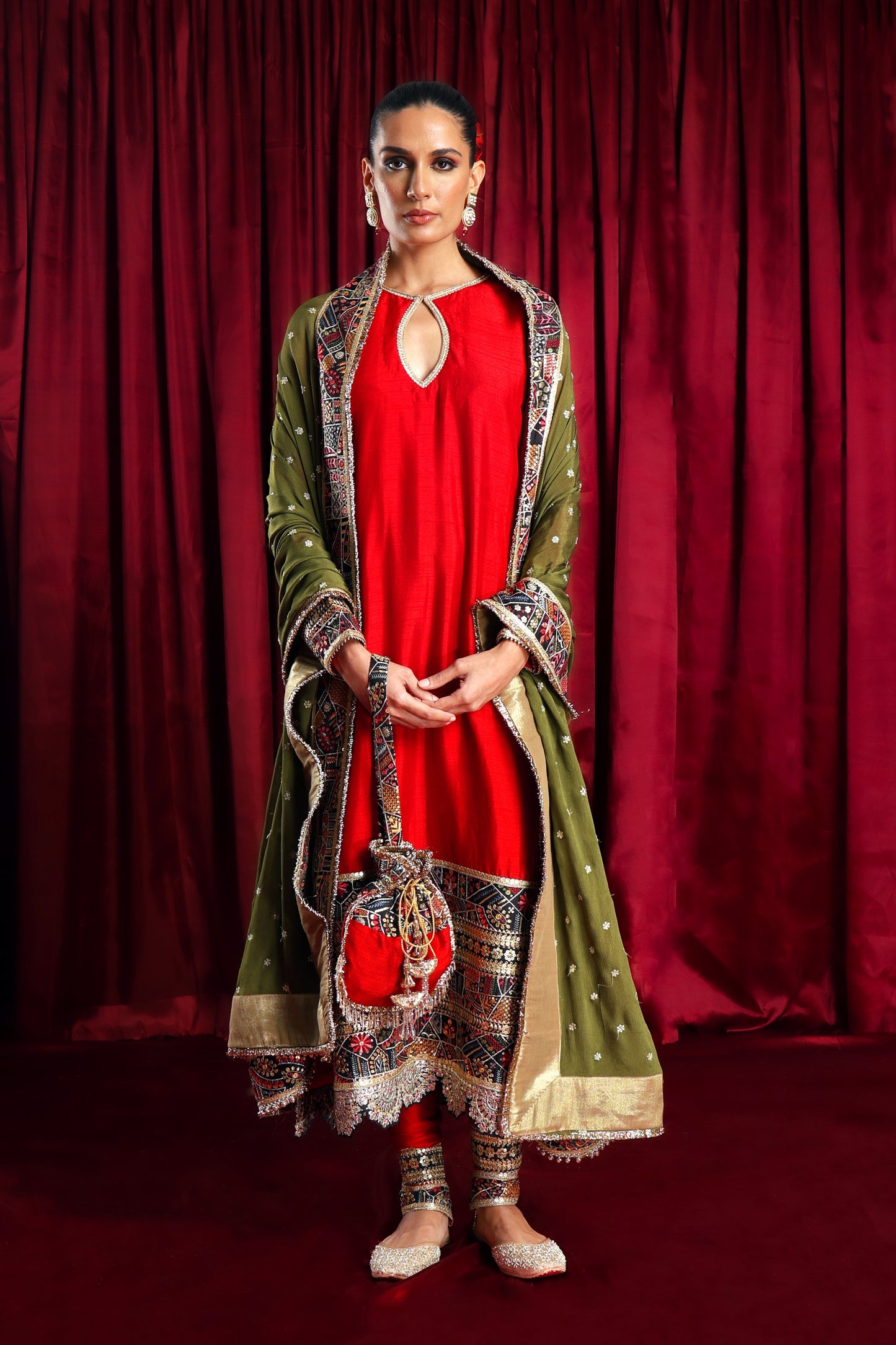Red Silk Kurta Set