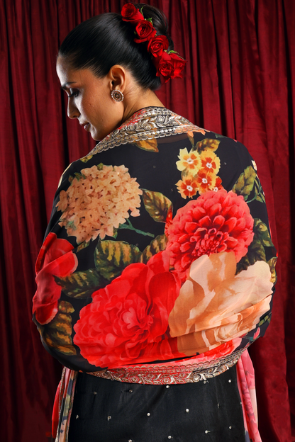 Black Kurta set with Printed Dupatta